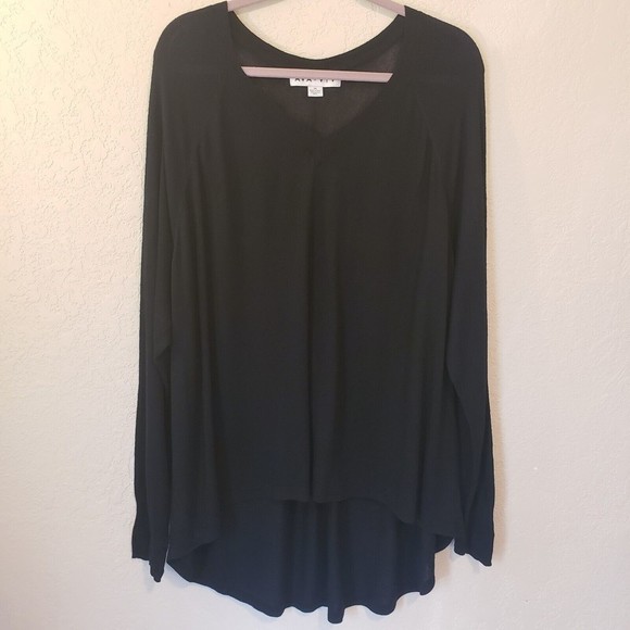 Ava & Viv Women's Size 2X Black Hi-lo Front Pleat Pullover Blouse - Picture 1 of 7